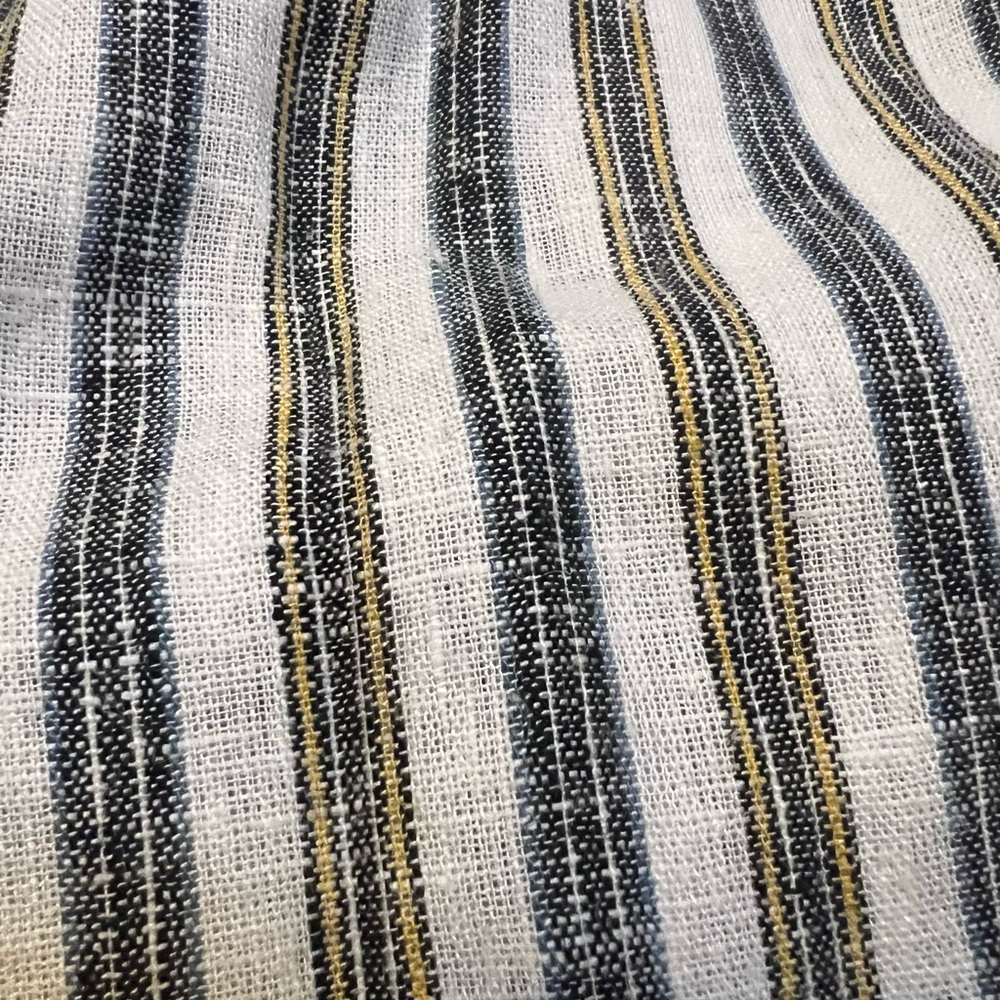 Love Tree Striped White Blue Yellow Linen Drawstring Pants NWT Size M - Picture 9 of 10